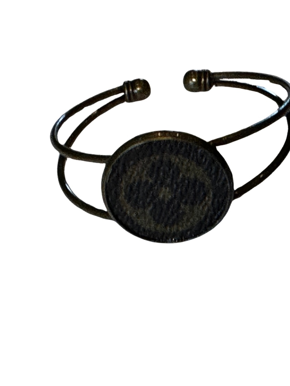 Upcycled Designer Monogram Canvas Antique Brass Cuff Bracelet
